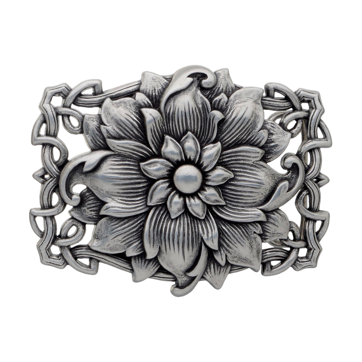 English silver belt buckle (100127-40-1) with Italian design, polished metal fashion accessory