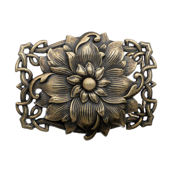 Old gold belt buckle (100127-40-2) with Italian design, polished metal fashion accessory