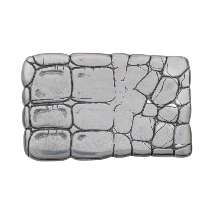 English silver belt buckle (100208-40) with Italian design, polished metal fashion accessory