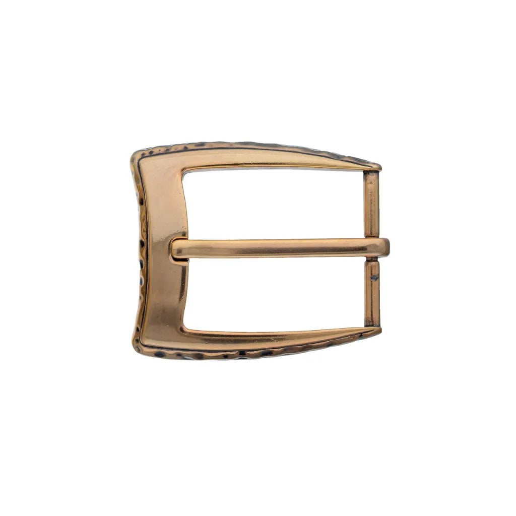Antique bronze rectangular belt buckle with pin bar and hammered edge detail, fits 40mm belt strap