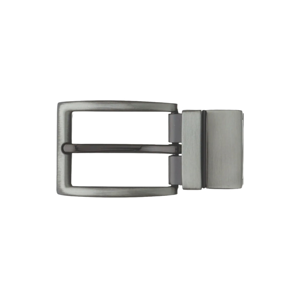 Gunmetal belt buckle frame with center bar and clip clasp back