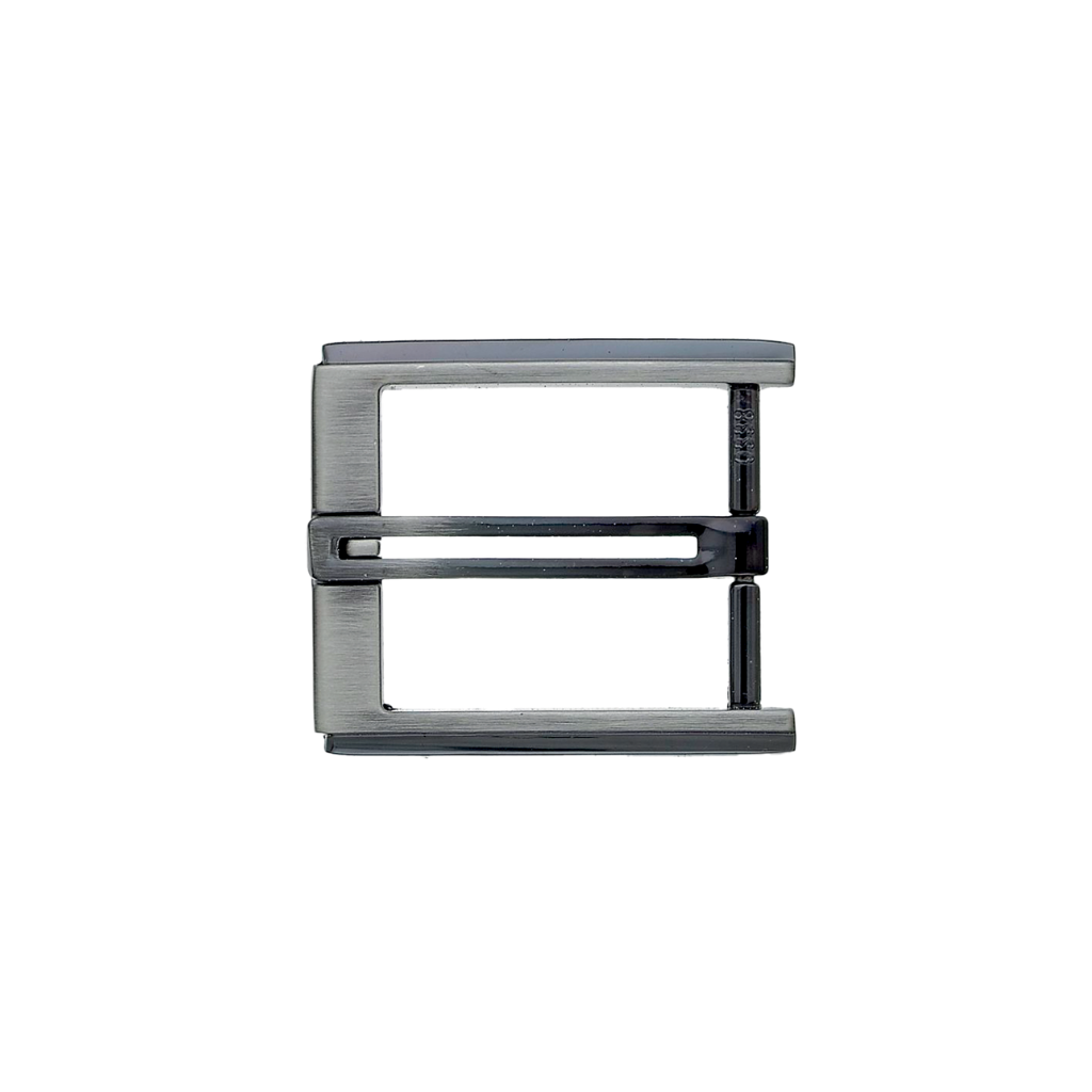 Modern Double-Bar 35mm belt buckle in Brushed Gun Metal. Designed in Italy.