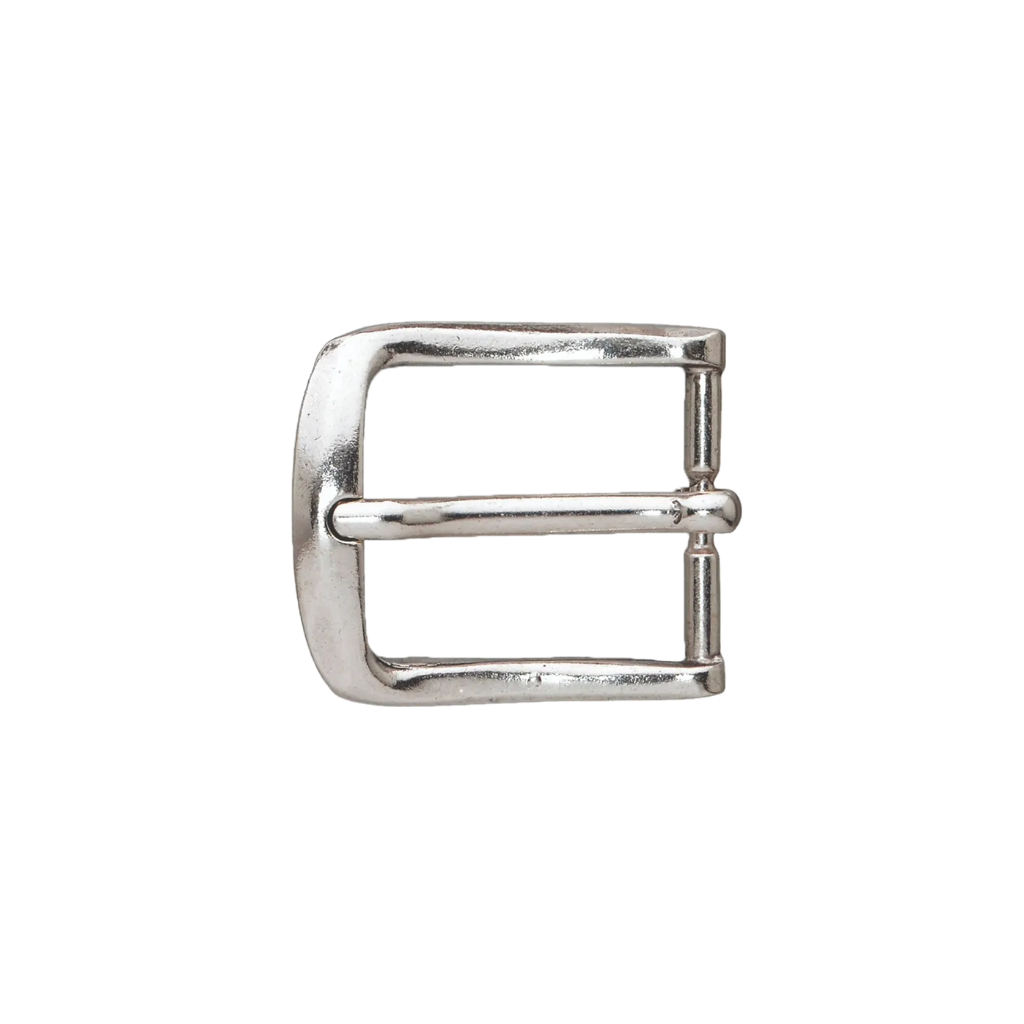 Silver-tone square-frame single-prong belt buckle with center bar, fits 35mm belt strap
