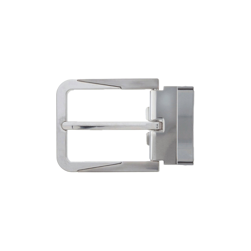 Split-Tip Rectangle Frame 35mm Belt Buckle – Shiny Nickelfree + Brushed Nickelfree, (CL)