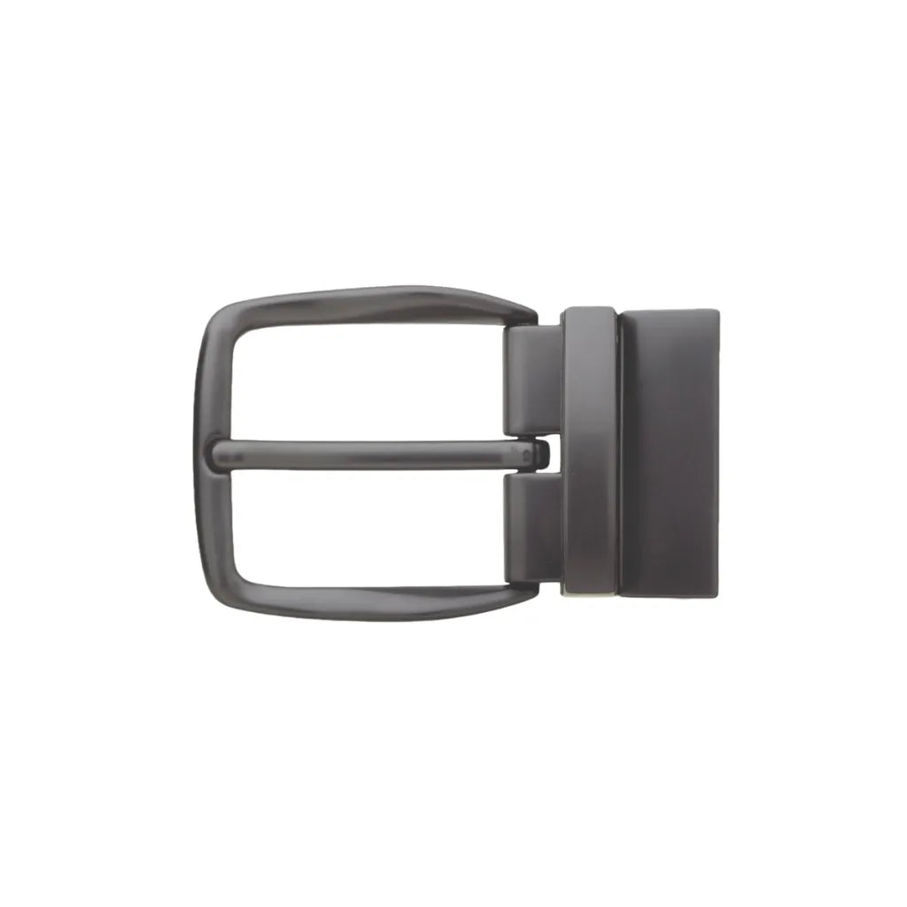 Gunmetal finish rounded single-prong belt buckle with plate, fits 35mm belt strap