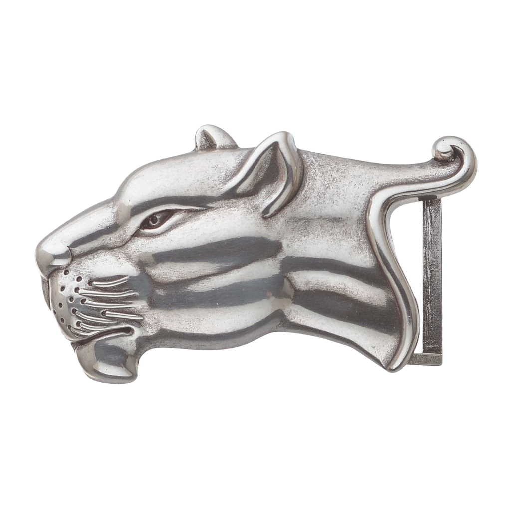 Silver panther head belt buckle, wild cat animal design fashion accessory, western style men’s and women’s belt hardware