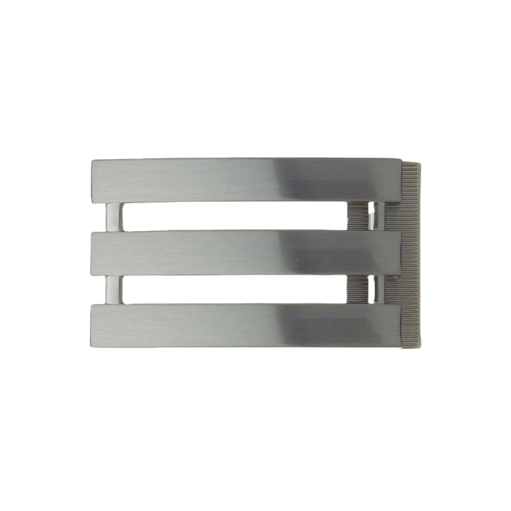 Triple-Bar Plaque 35mm Belt Buckle – Brushed Nickelfree, (CL)