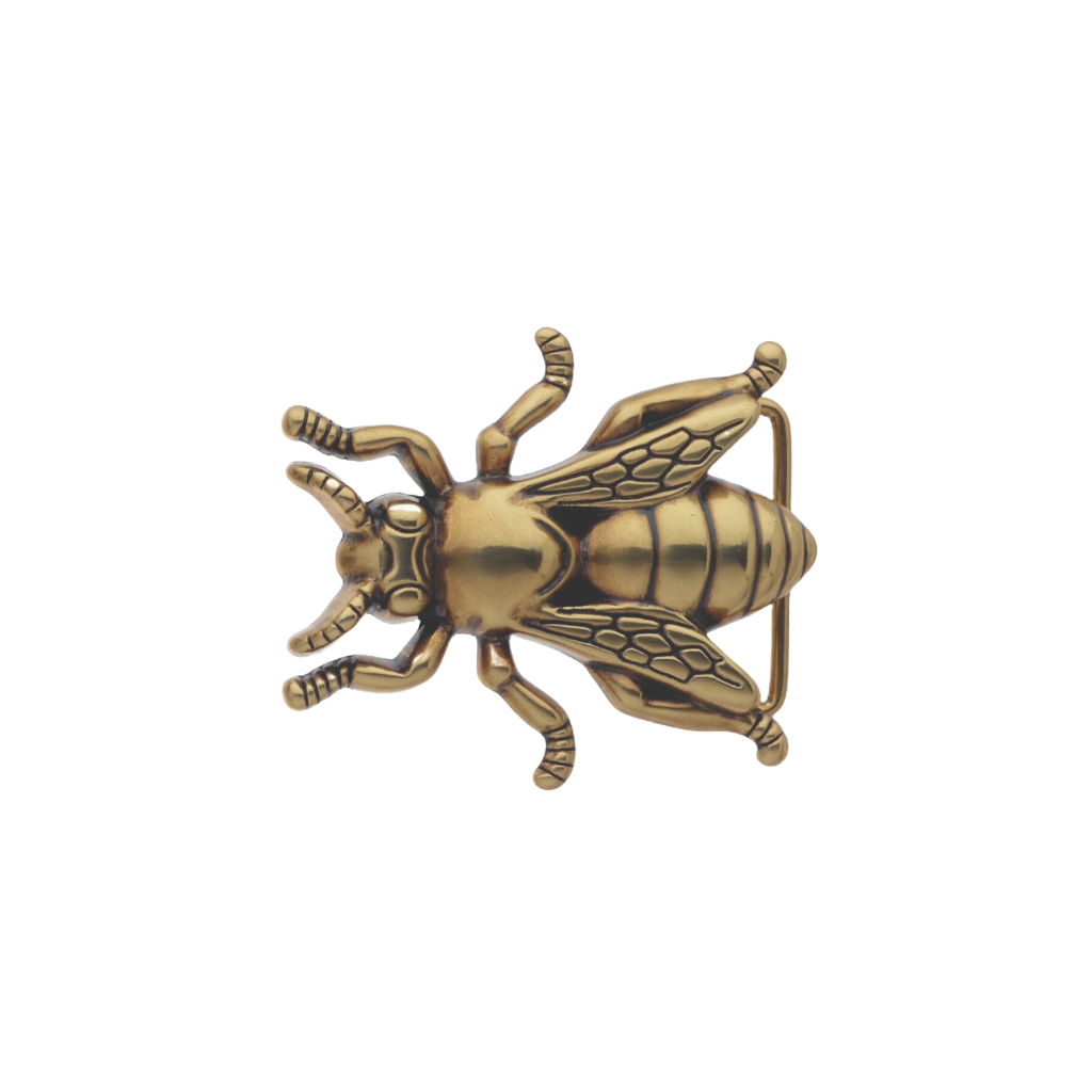 Antique gold bee belt buckle, insect bug themed fashion accessory, vintage western belt hardware for men and women
