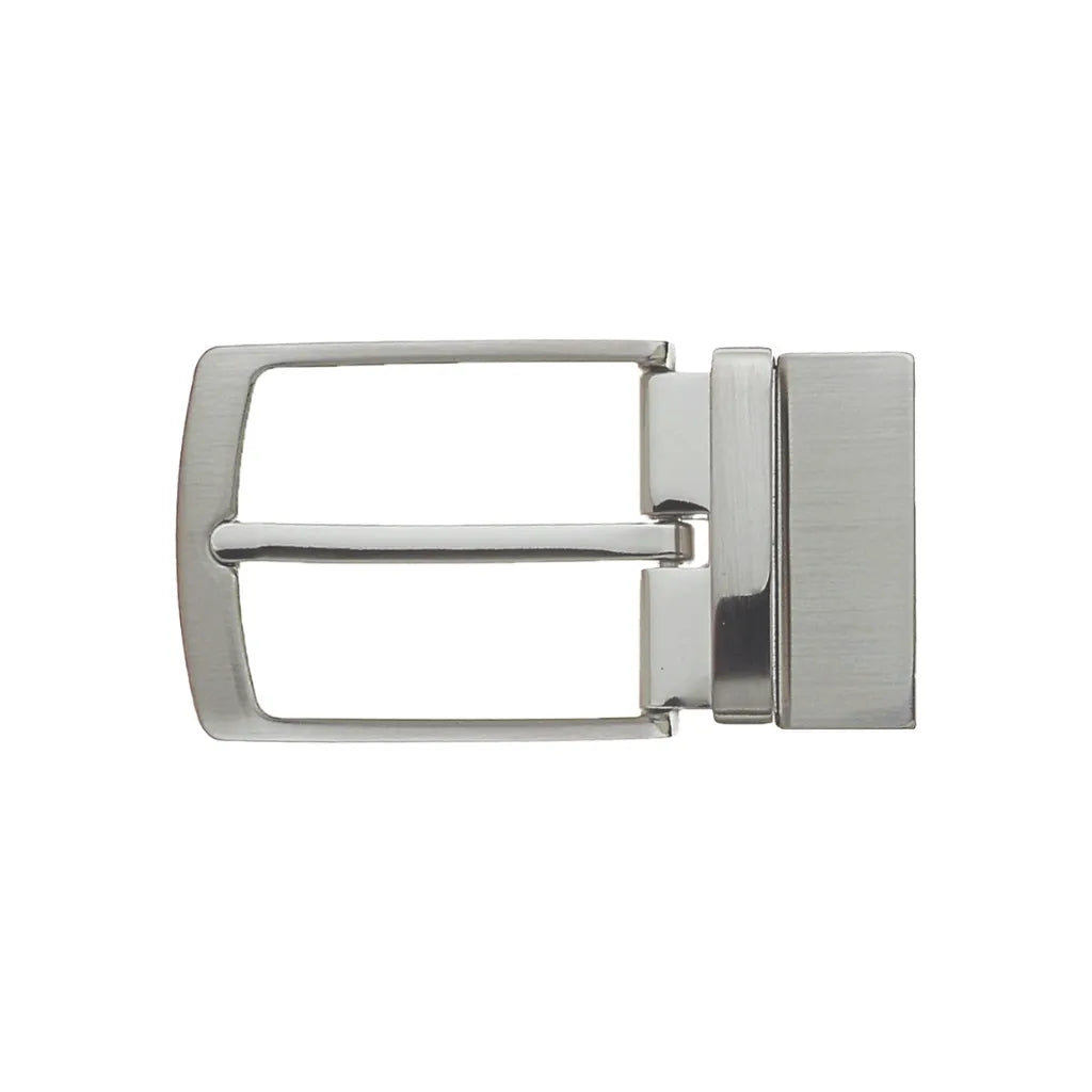 Brushed silver rectangular belt buckle for 35mm belt strap