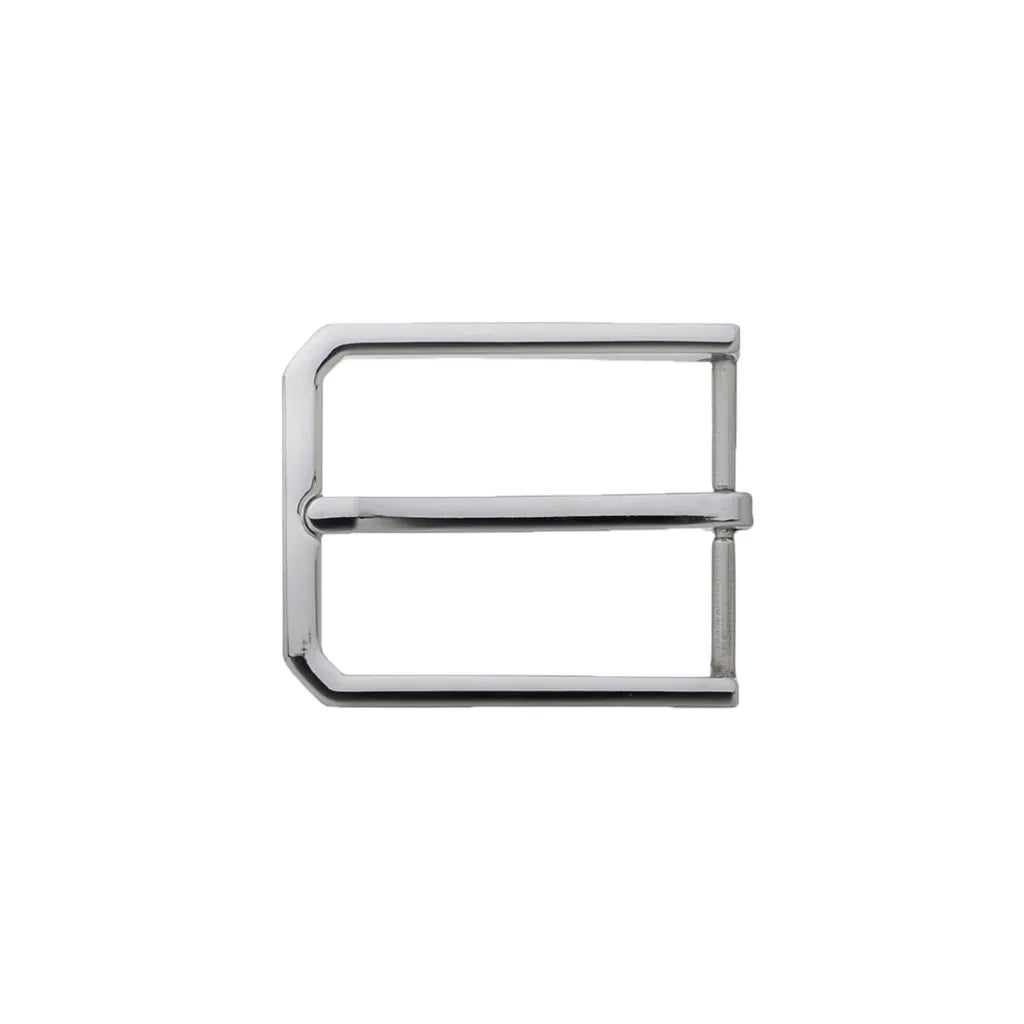 Nickel finish rectangular single-prong belt buckle frame for 35mm belt strap