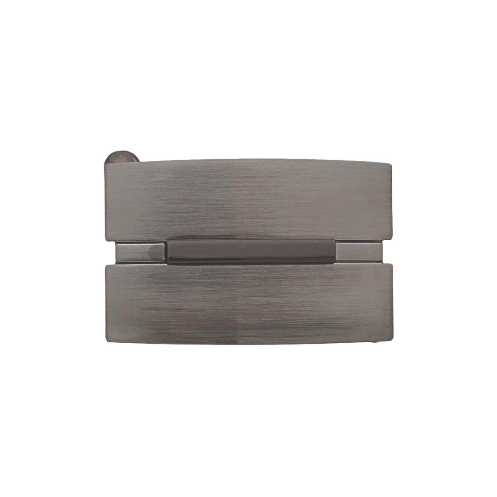 Stepped Plaque Clamp 35mm Belt Buckle – Brushed Gun Metal + Shiny Gun Metal,