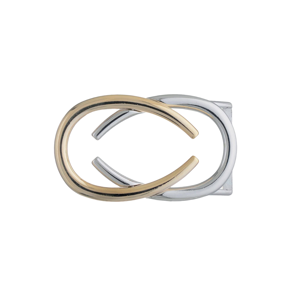 Interlocking Ovals 35mm belt buckle in Palladium Nickelfree HQ + Light Gold Finish.