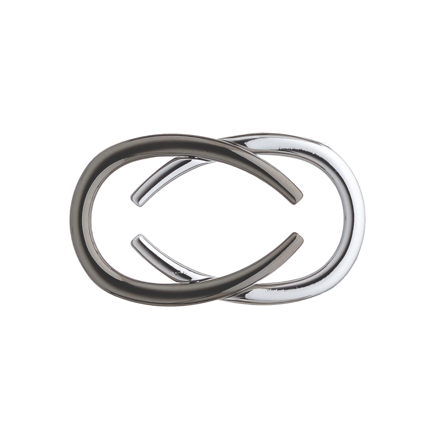 Two-tone interlocking ovals 35mm buckle in Palladium Nickelfree HQ + Shiny Gun Metal Finish.