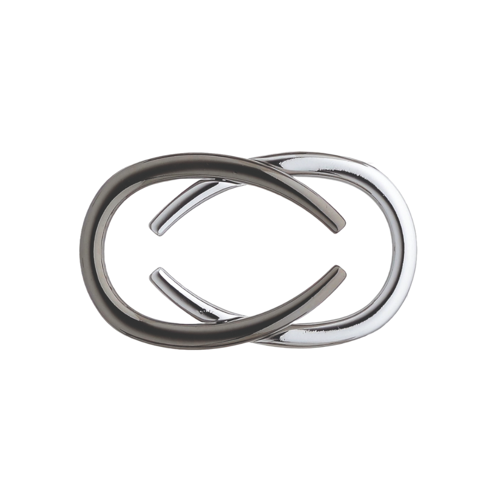 Interlocking ovals 40mm belt buckle in Palladium Nickelfree HQ + Shiny Gun Metal Finish.