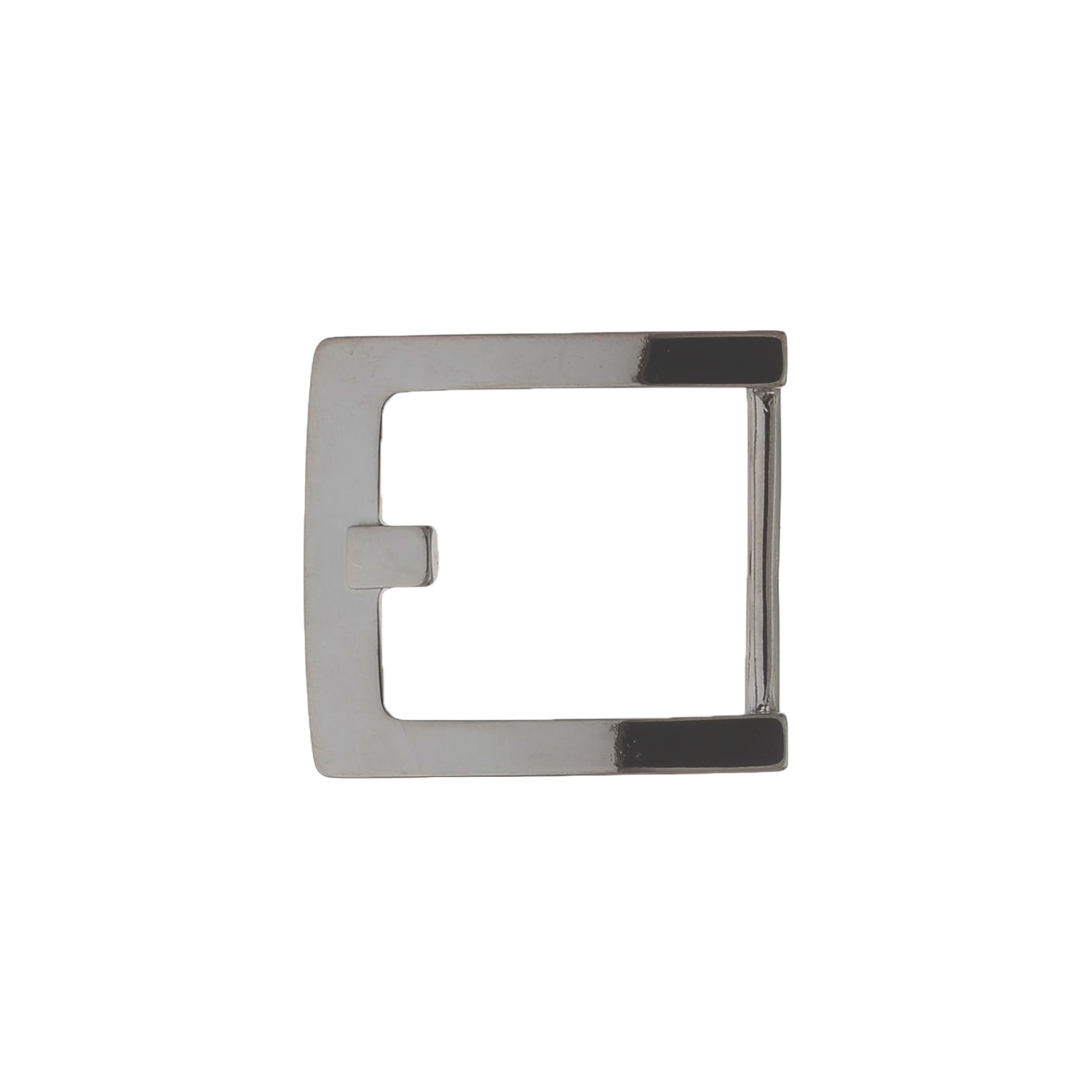 Square-frame 35mm belt buckle in Shiny Gun Metal finish.