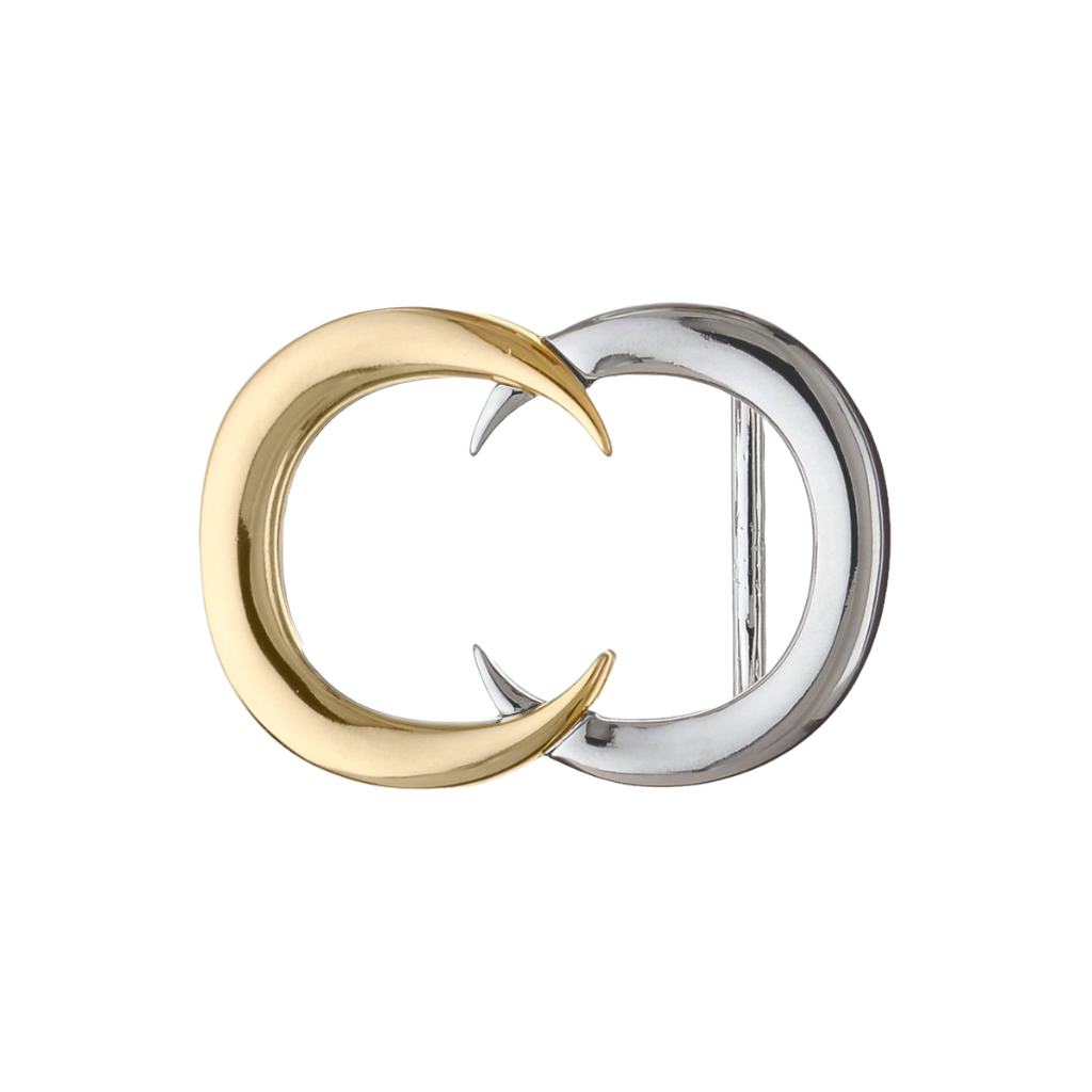 Twin Crescent 40mm buckle in Palladium Nickelfree HQ + Light Gold.