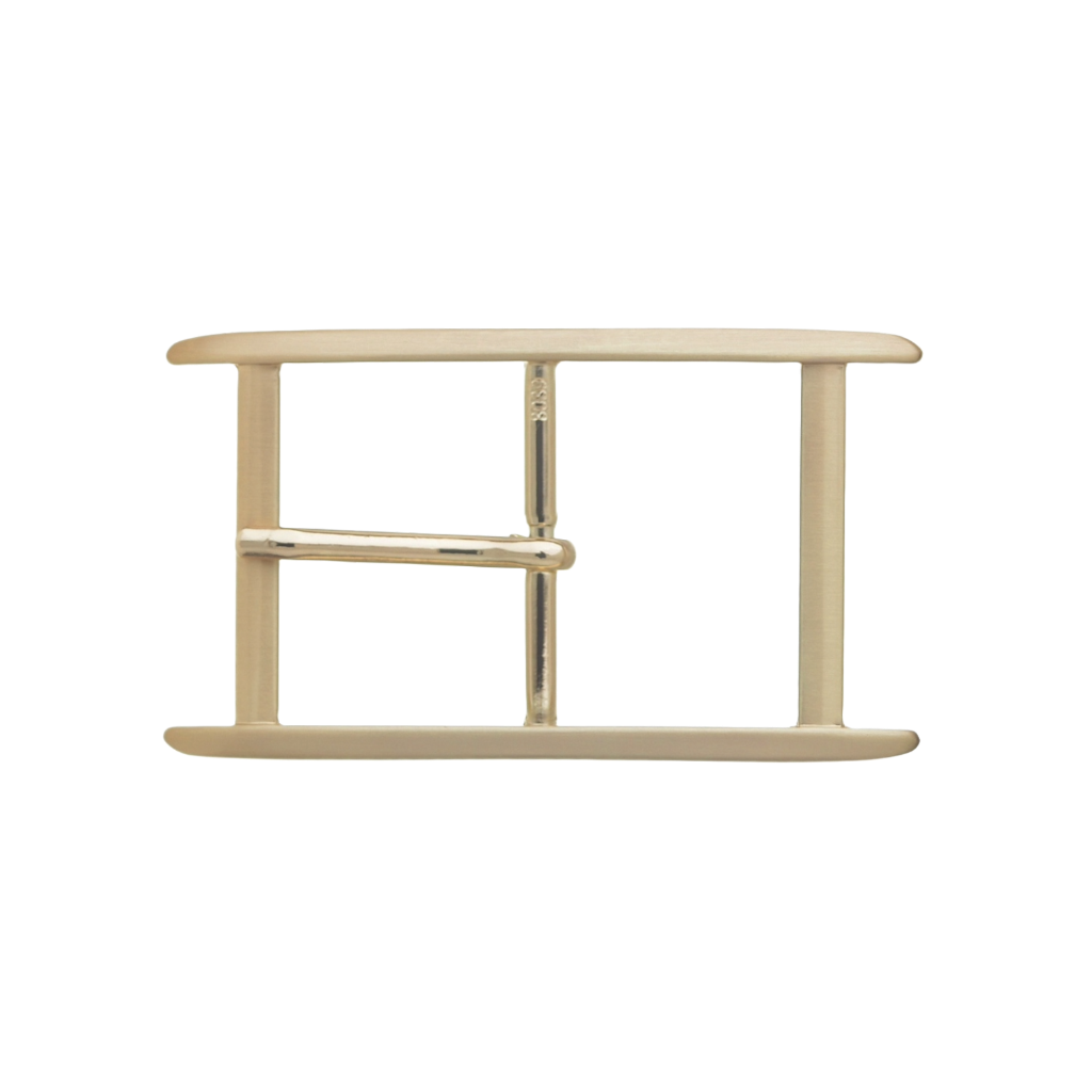 Double-Bar Rectangular Frame 40mm belt buckle in Brushed Light Gold.
