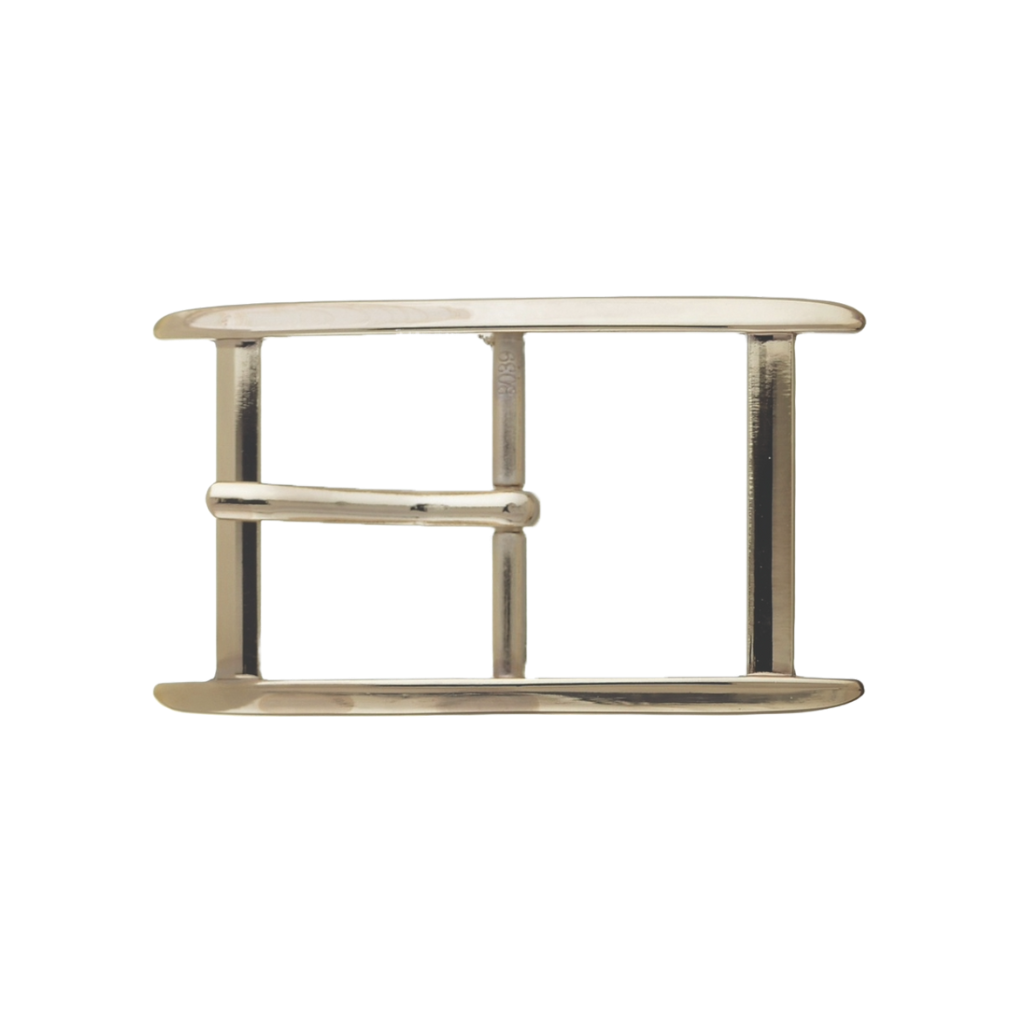 Double-Bar Rectangular Frame 40mm belt buckle in Shiny Light Gold.