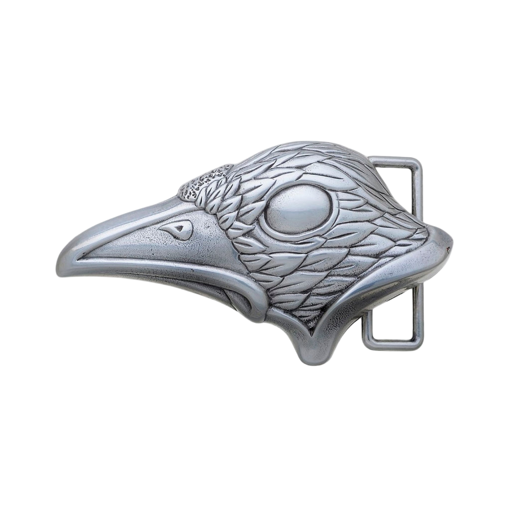 Antique silver bird head belt buckle with detailed feather engraving, eagle hawk inspired fashion accessory, Italian design vintage buckle, men’s collectible western cowboy belt hardware
