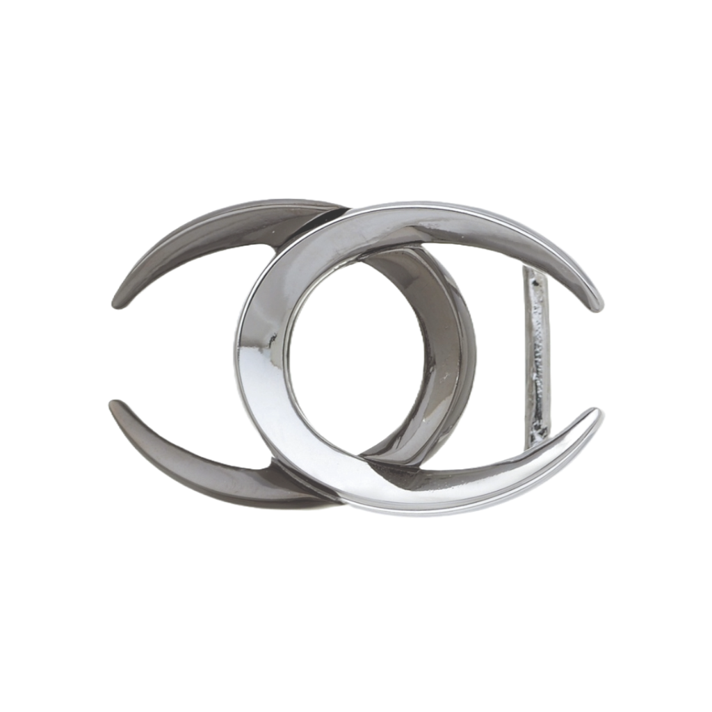 Interlocking Crescent 40mm belt buckle in Shiny Nickelfree + Gun Metal.