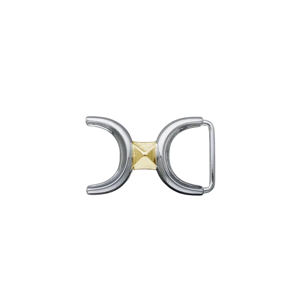 Double-C 25mm belt buckle in Palladium Nickelfree HQ + Light Gold.