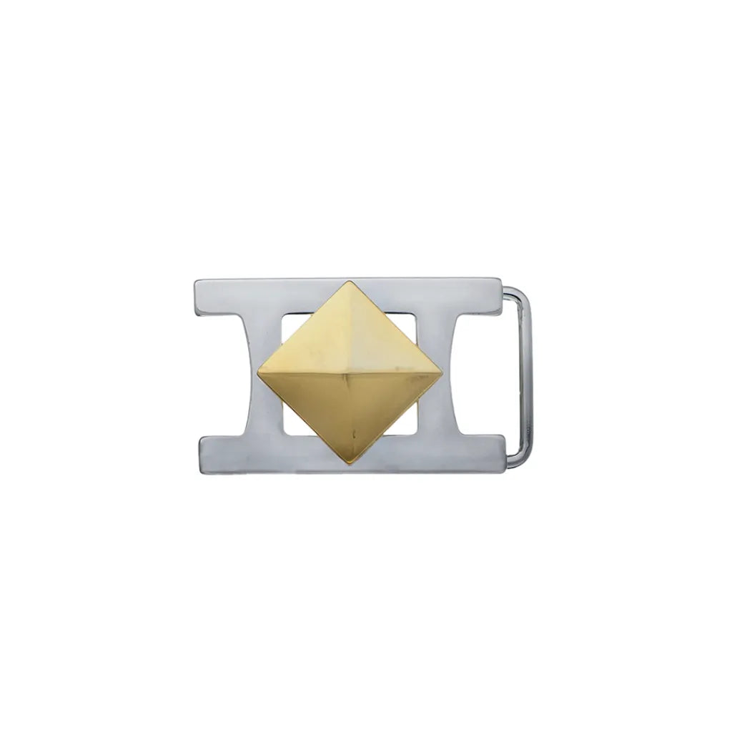 Pyramid-Stud Belt Buckle 25mm in Palladium Nickelfree HQ + Light Gold.