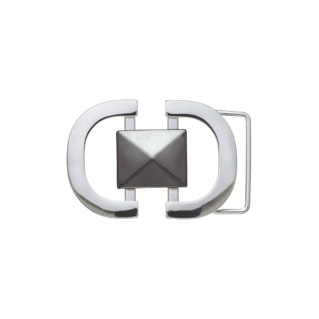 Double-C Stud 35mm belt buckle in Palladium Nickelfree HQ + Shiny Gun Metal.