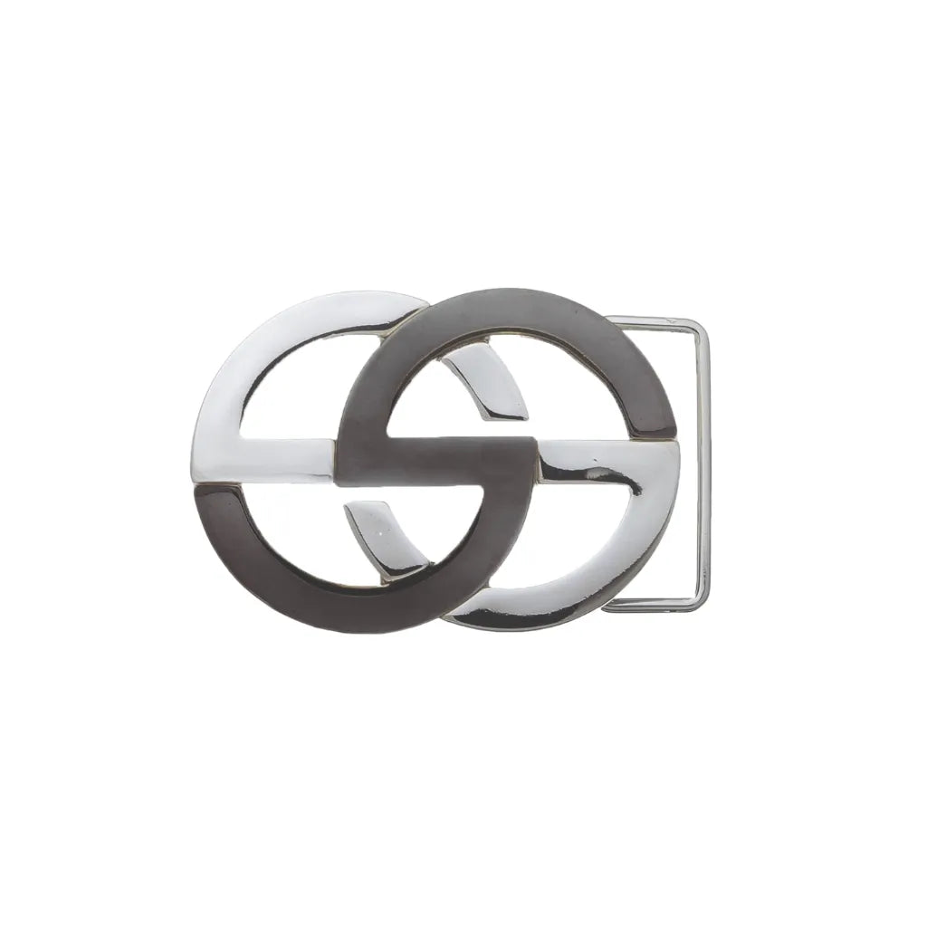 Double-O Link Belt Buckle 35mm - Palladium Nickelfree HQ + Shiny Gun Metal, Zamak