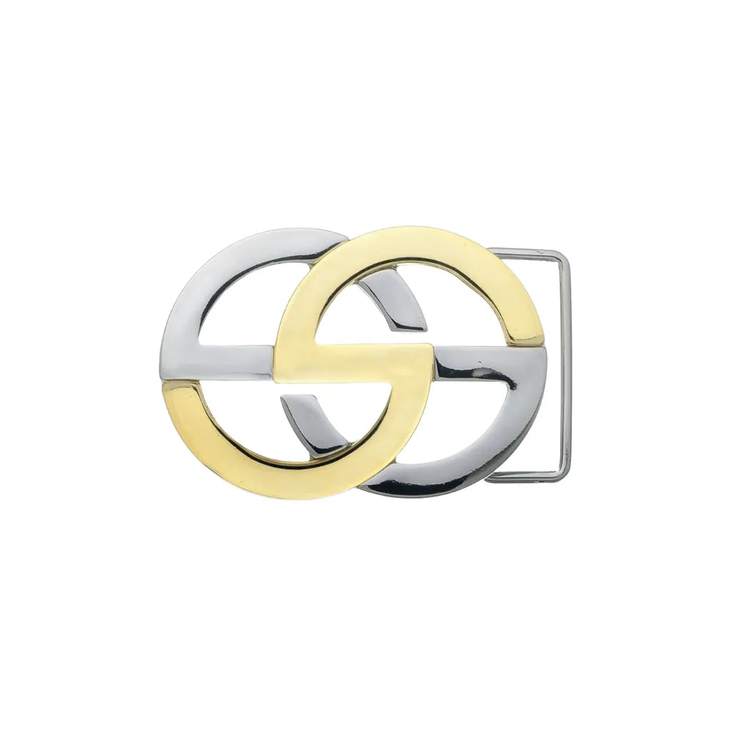 Double-O Link Belt Buckle 35mm - Palladium Nickelfree HQ + Light Gold, Zamak