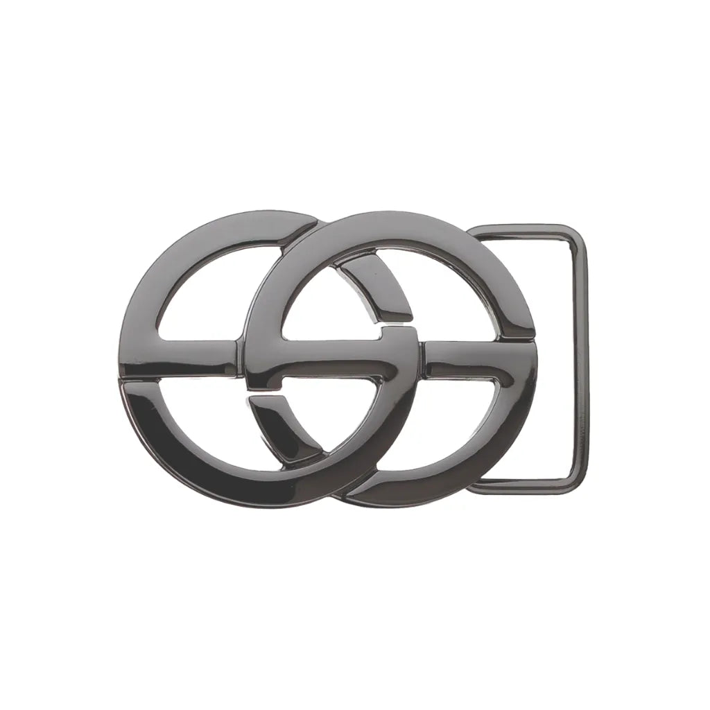 Double-O Link Belt Buckle 40mm - Shiny Gun Metal, Zamak