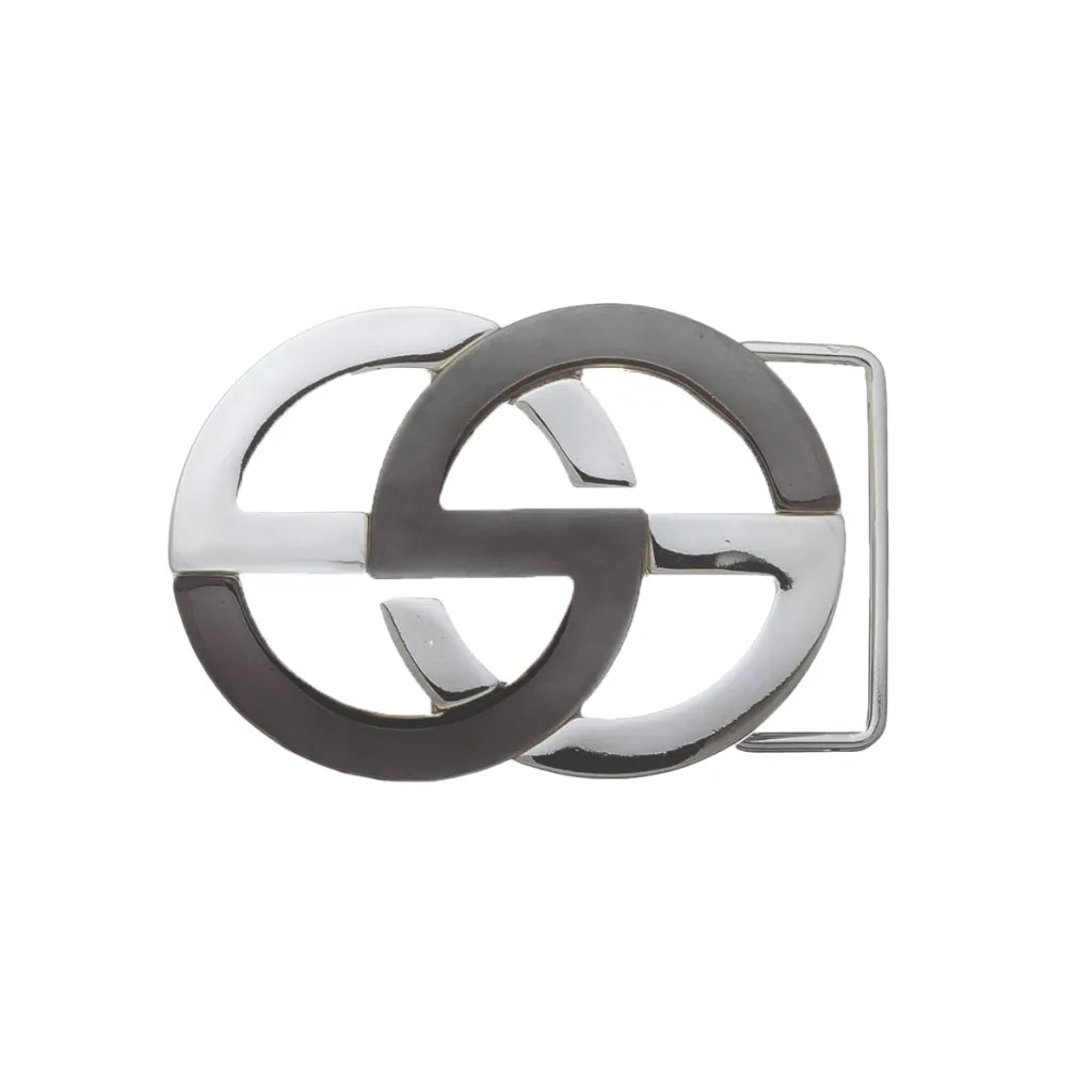 Double-O Link Belt Buckle 40mm - Palladium Nickelfree HQ + Shiny Gun Metal, Zamak