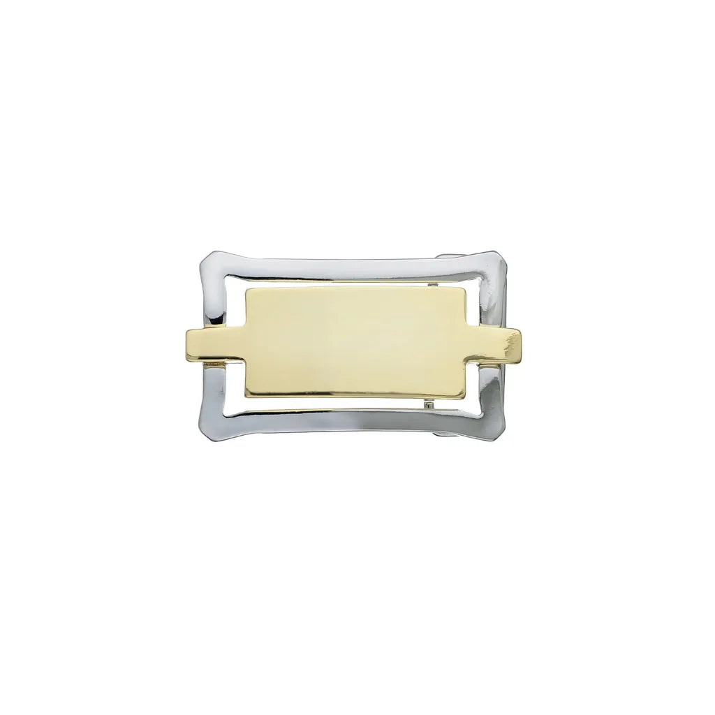 Curved-Frame Bar Belt Buckle 25mm - Palladium Nickelfree HQ + Light Gold, Zamak