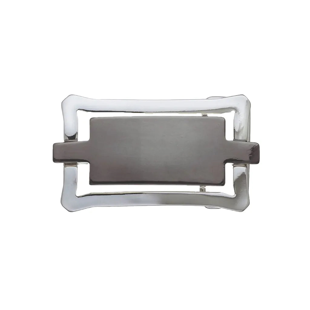 Curved-Frame Bar Belt Buckle 35mm - Palladium Nickelfree HQ + Shiny Gun Metal, Zamak