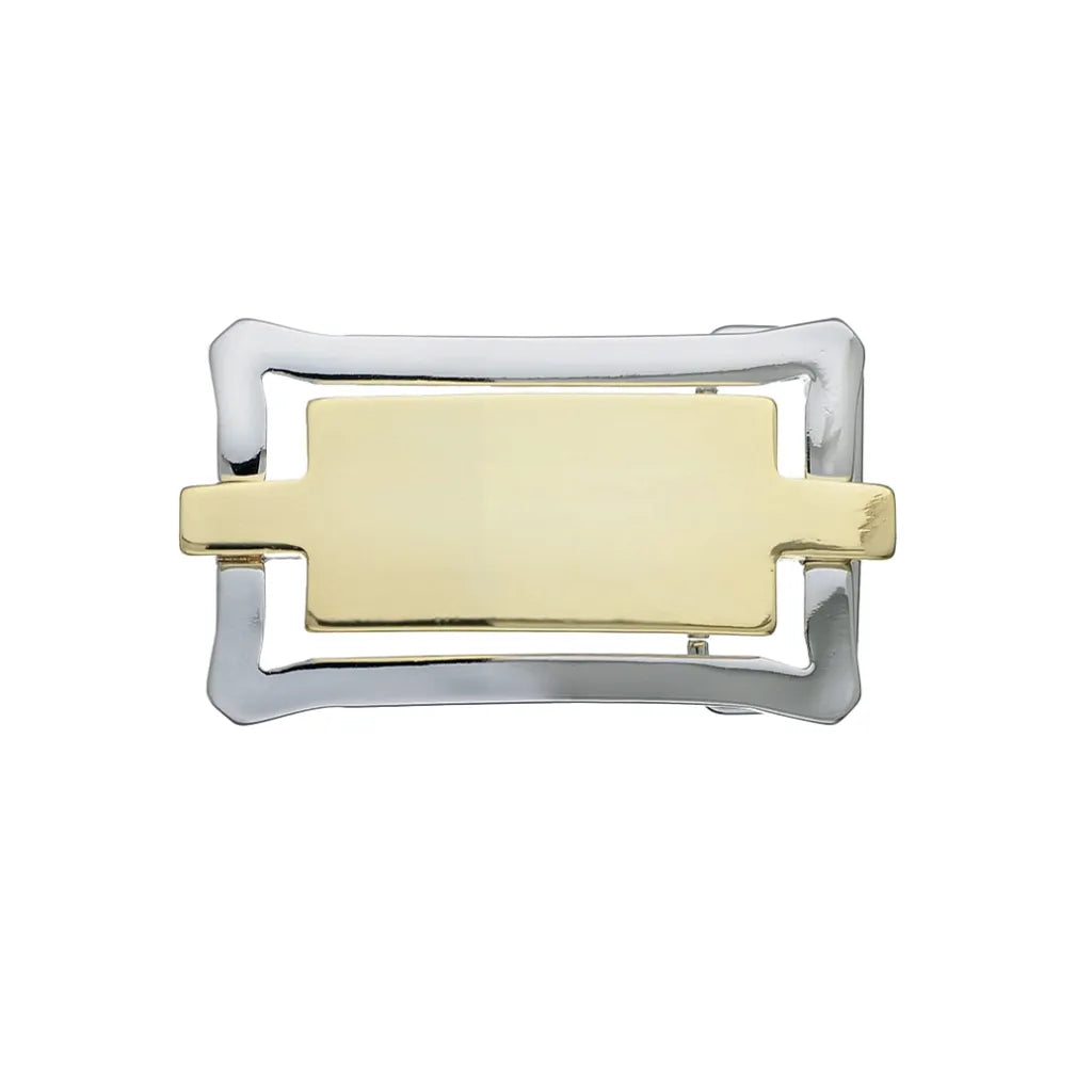 Curved-Frame Bar Belt Buckle 35mm - Palladium Nickelfree HQ + Light Gold, Zamak