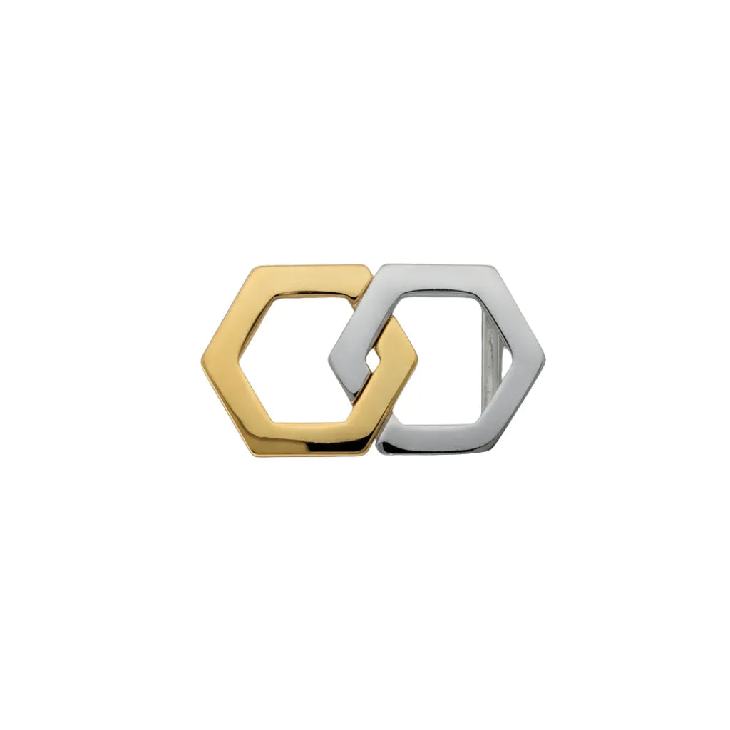 Interlocking Hexagon 25mm Belt Buckle - Palladium Nickelfree HQ + Light Gold, Zamak