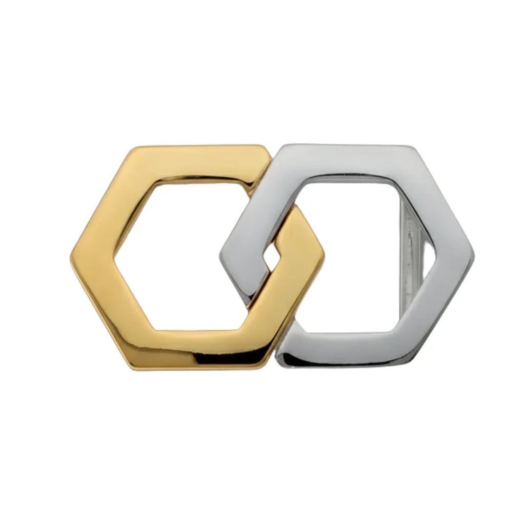 Interlocking Hexagon 40mm Belt Buckle - Palladium Nickelfree HQ + Light Gold, Zamak
