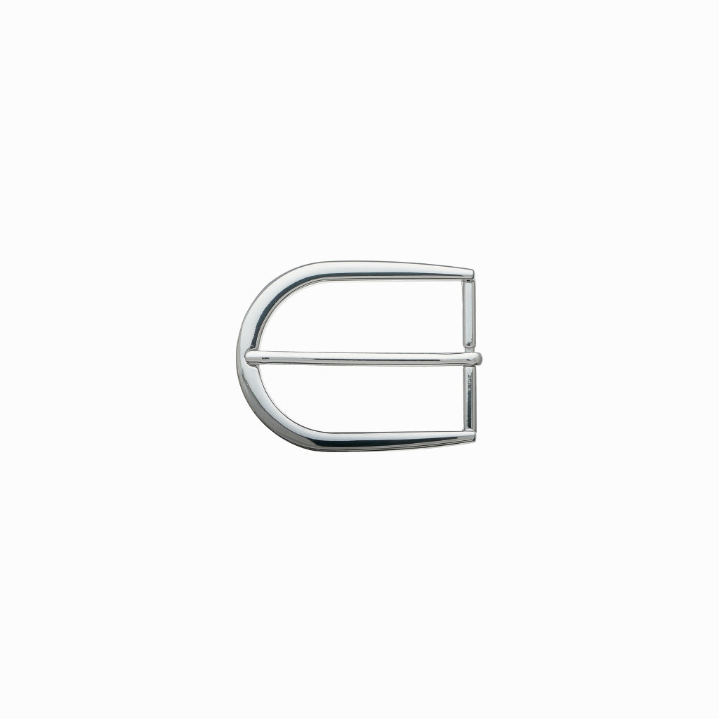 Rounded D-Frame Prong Belt Buckle 25mm – English Silver Finish, Zamak
