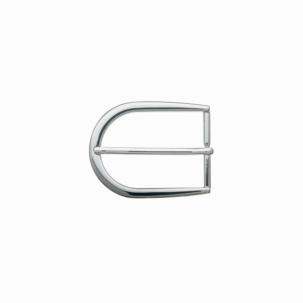 Rounded D-Frame Prong Belt Buckle 30mm – English Silver Finish, Zamak