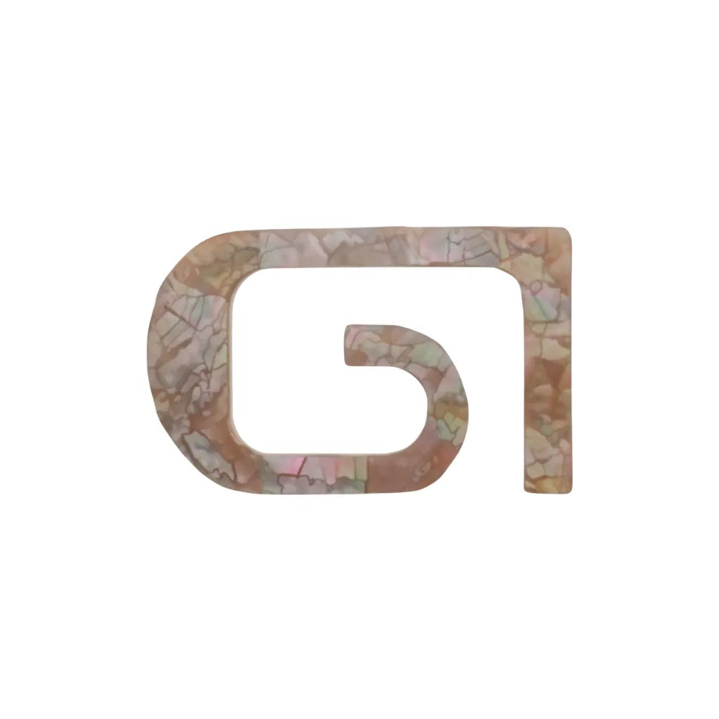 Minimalist Hook 35mm Belt Buckle – Shiny Light Gold + Cracked Brown Lip Mother of Pearl