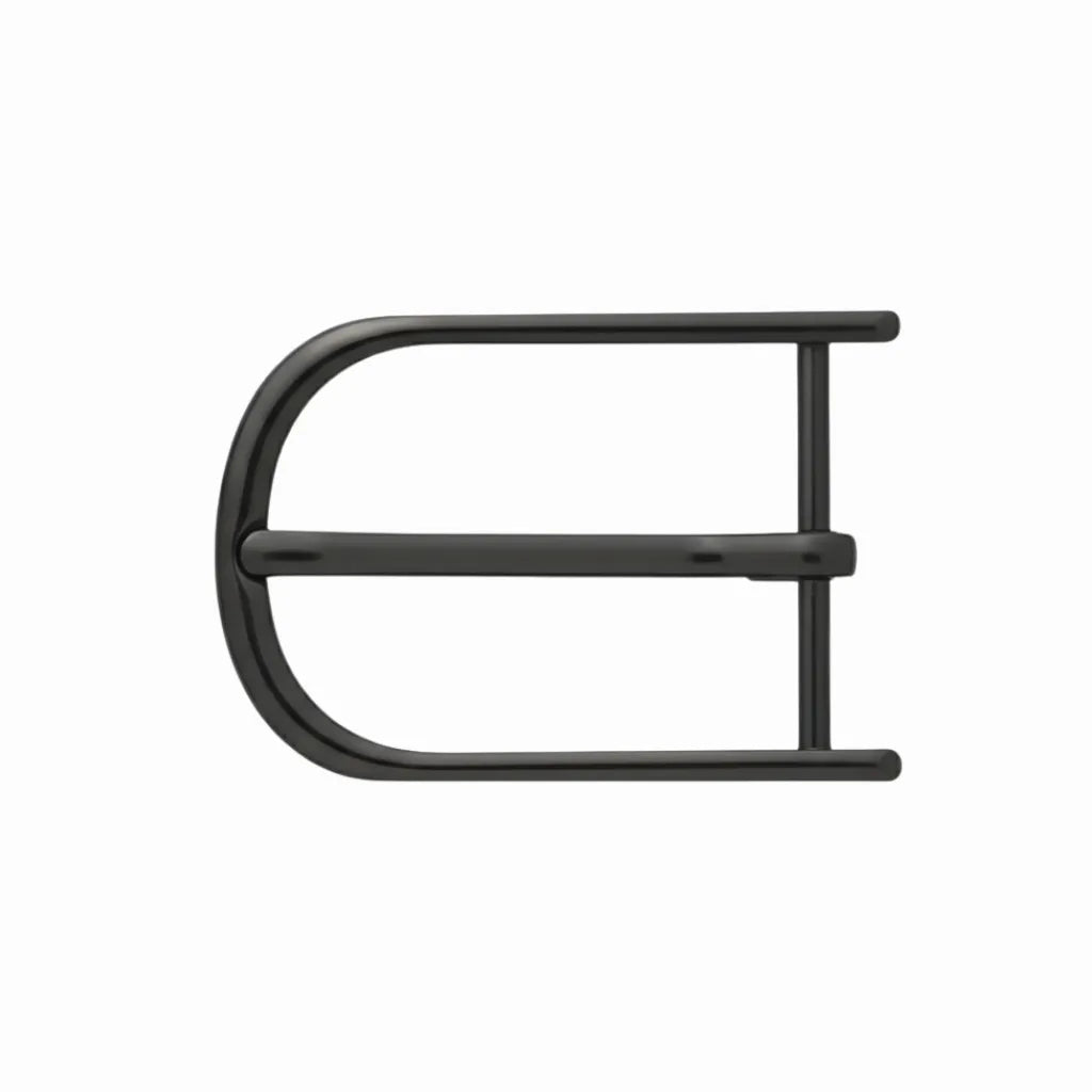 Double-Bar Rounded Prong 40mm belt buckle in Shiny Gun Metal.
