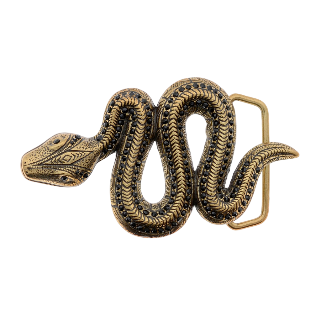 Antique gold snake belt buckle with gemstone accents and detailed serpent design, reptile inspired fashion accessory, Italian design vintage buckle, men’s collectible western cowboy belt hardware