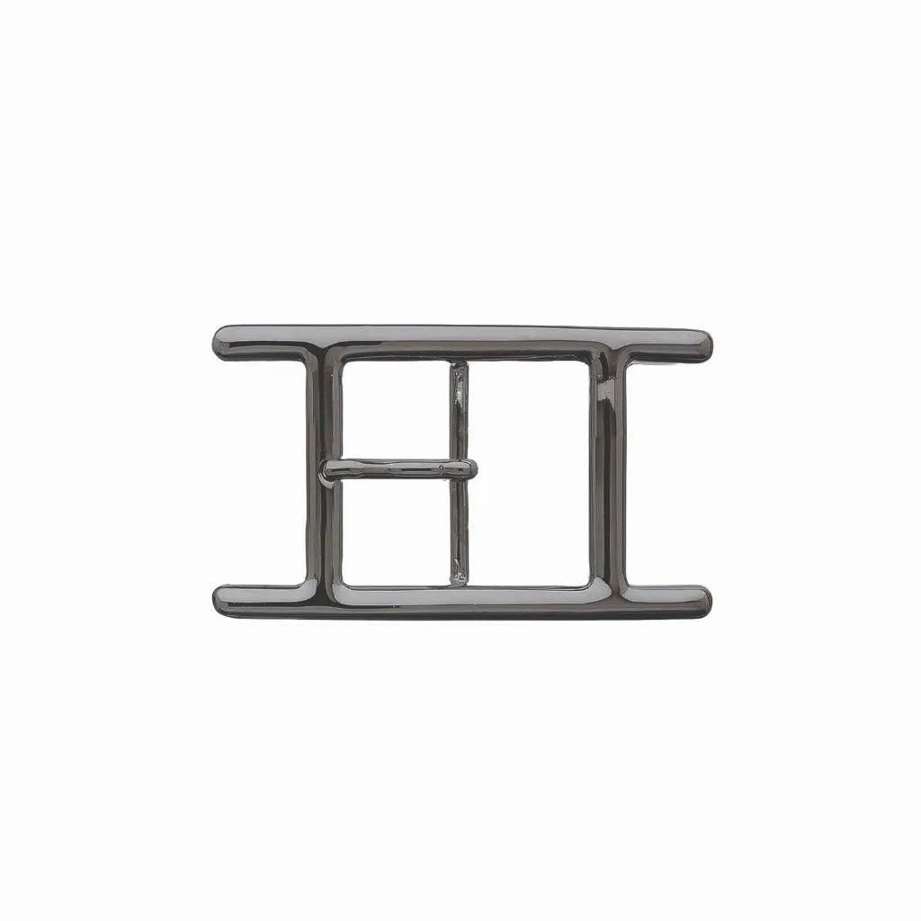 Double-Bar Prong 30mm Belt Buckle – Shiny Gun Metal Finish, Zamak
