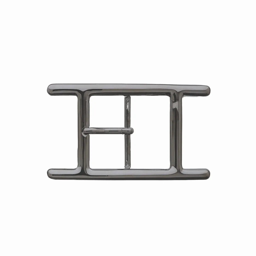 Double-Bar Prong 35mm Belt Buckle – Shiny Gun Metal Finish, Zamak