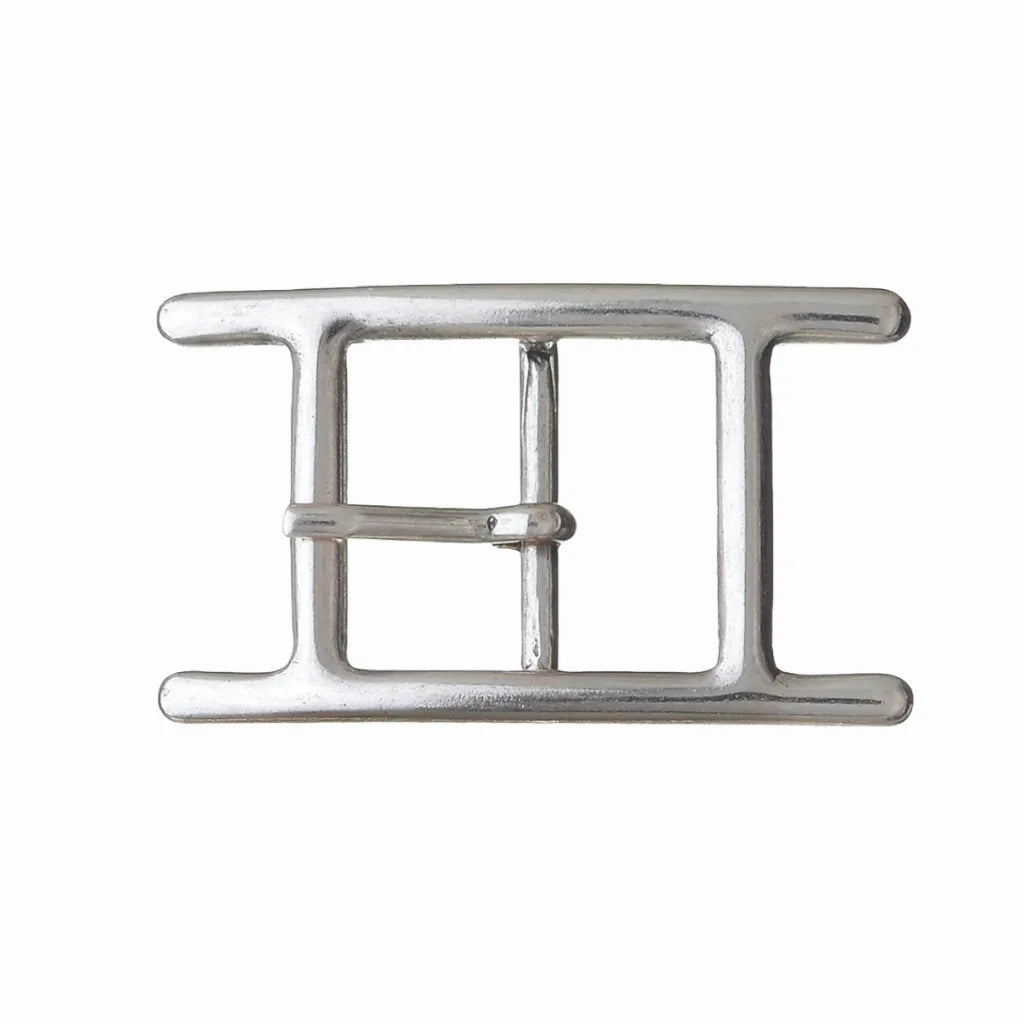 Double-Bar Prong 40mm Belt Buckle – English Silver Finish, Zamak