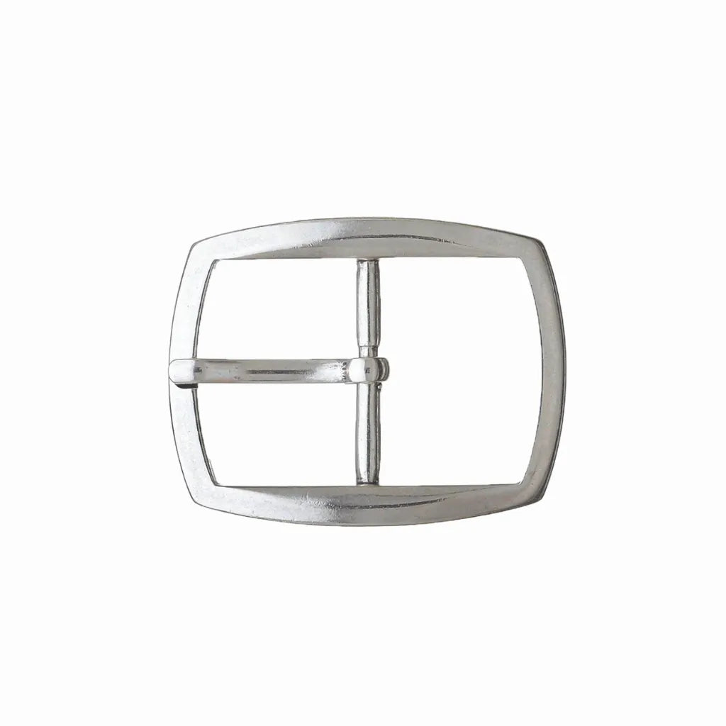 Contour Rectangle Prong 40mm Belt Buckle – English Silver Finish, Zamak