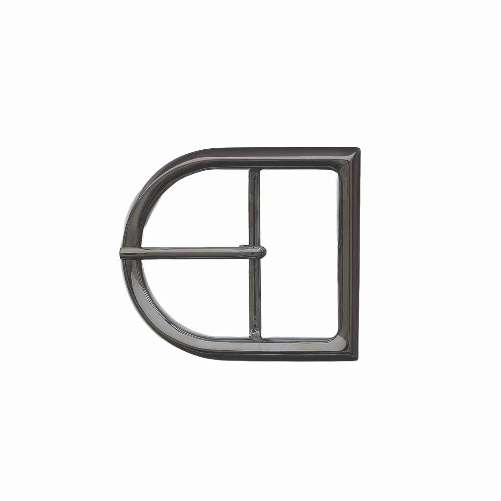 Squared D-Frame 40mm Belt Buckle – Shiny Gun Metal Finish, Zamak
