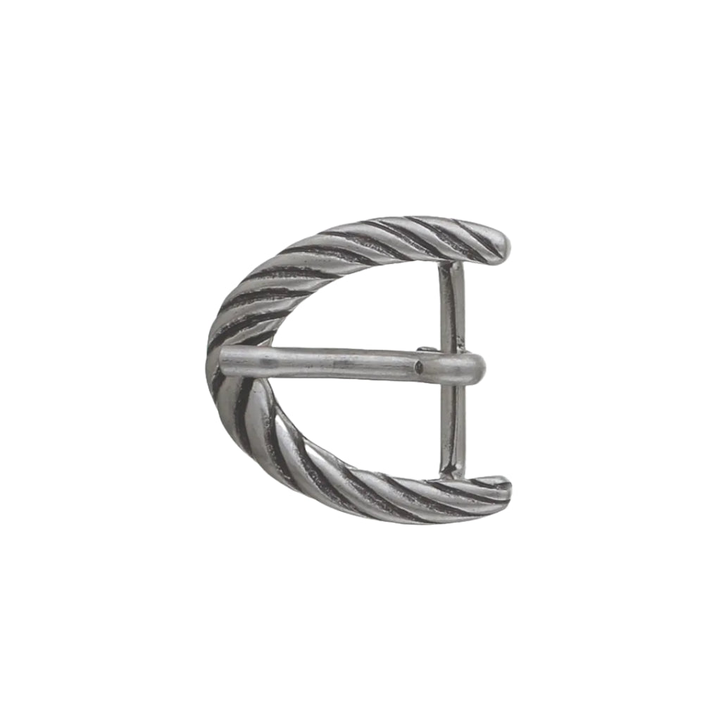 Polished silver crescent belt buckle with 40mm belt strap
