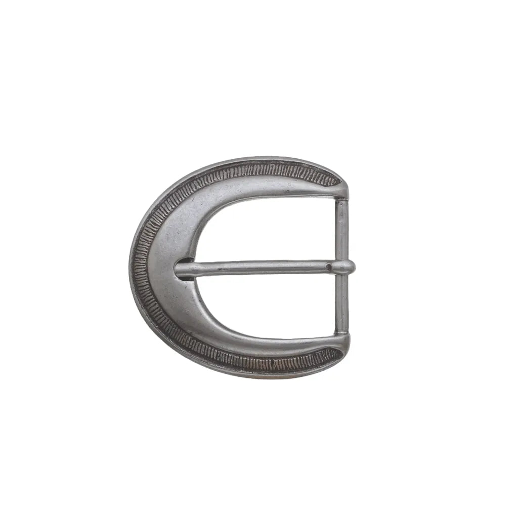 Decorative 40mm belt buckle in English Silver.