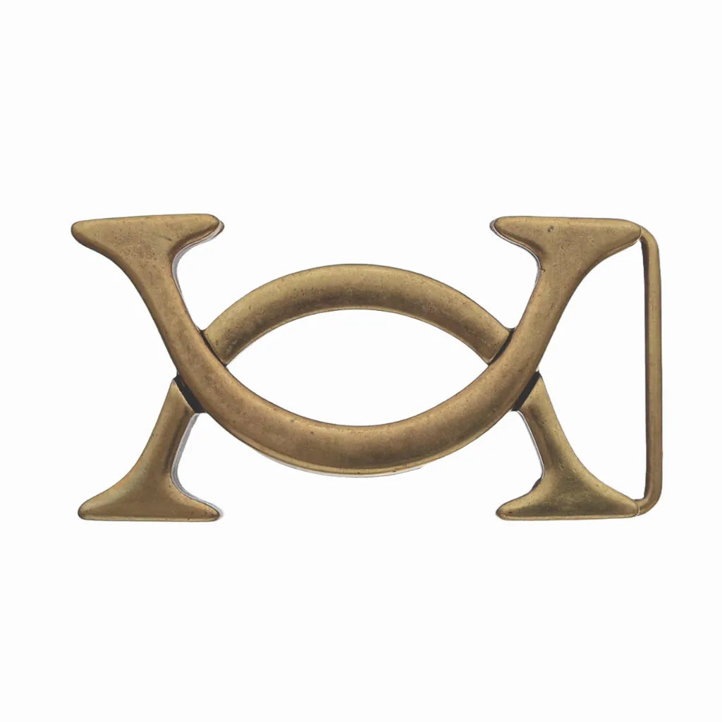 Bridged Emblem Frame 40mm Belt Buckle – Shiny Old Gold Finish, Zamak