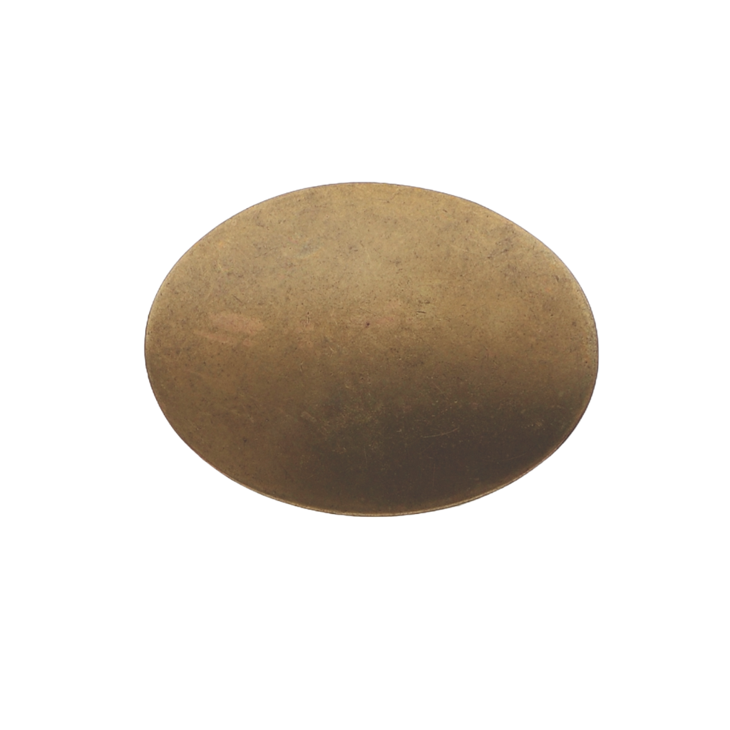 Shiny old gold oval belt buckle, smooth minimalist finish, handcrafted Zamak accessory